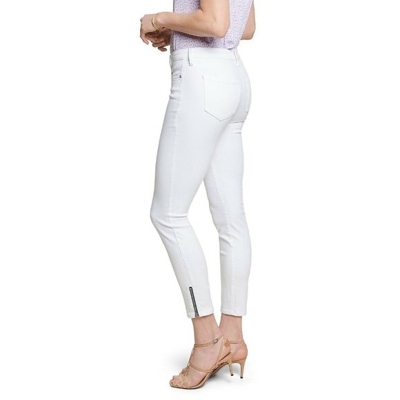 NWT NYDJ AMI NEON ZIP OPTIC WHITE STRETCH ANKLE SKINNY JEANS 6 - Picture 1 of 7